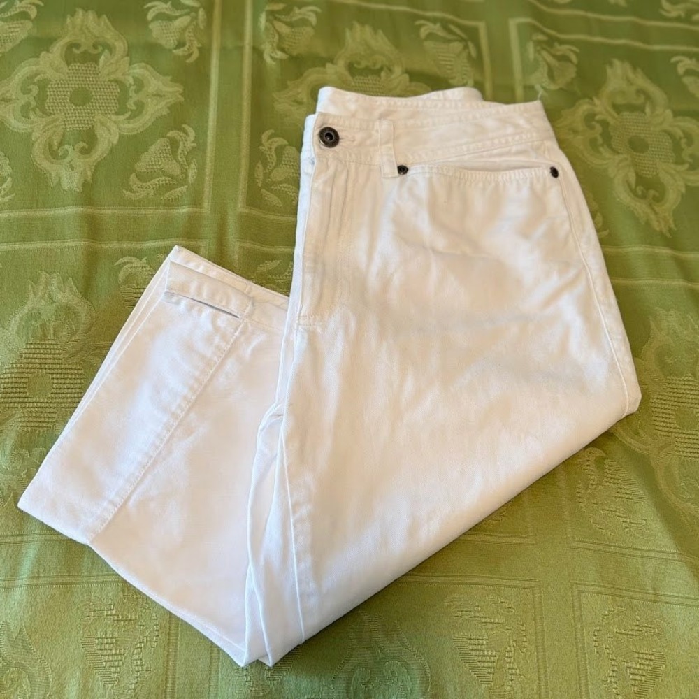 Liz Claiborne Lizwear Jeans Womens 8P White Cotton Crop Capri Pants Coastal Chic